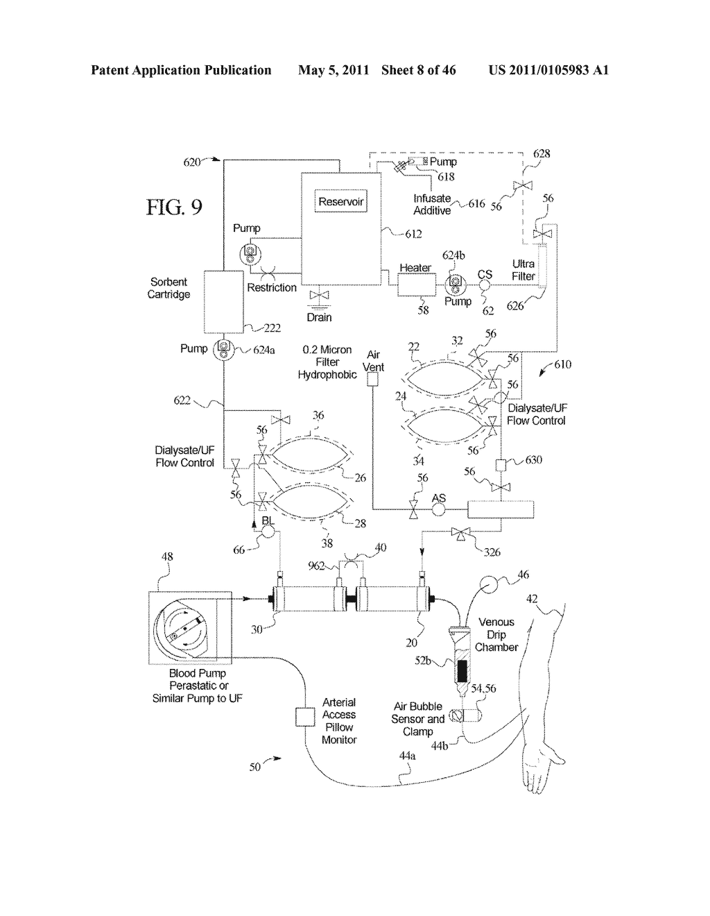 HEMODIALYSIS SYSTEM INCLUDING ON-LINE DIALYSATE GENERATION - diagram, schematic, and image 09