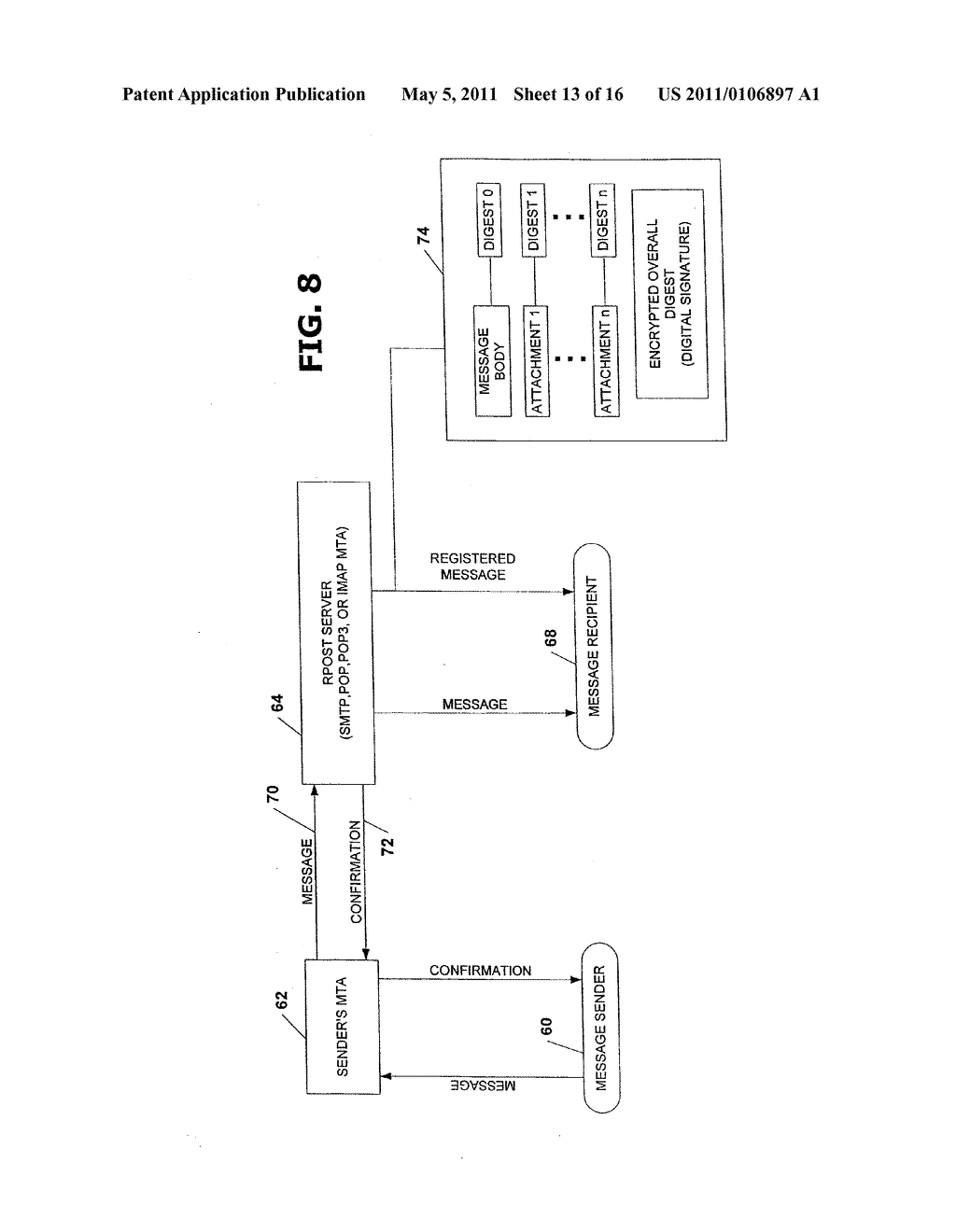 SYSTEM AND METHOD FOR VERIFYING DELIVERY AND INTEGRITY OF ELECTRONIC MESSAGES - diagram, schematic, and image 14