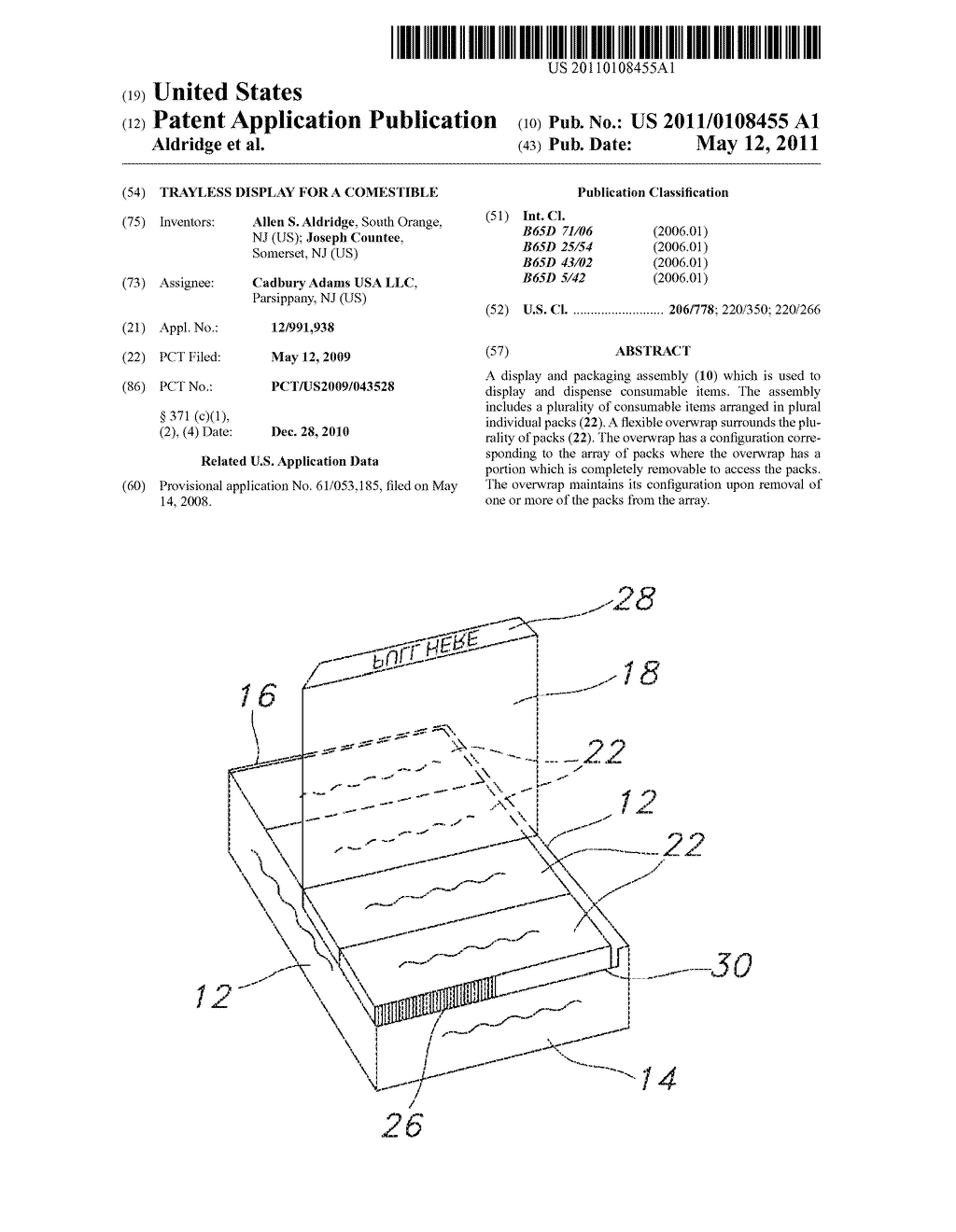 TRAYLESS DISPLAY FOR A COMESTIBLE - diagram, schematic, and image 01