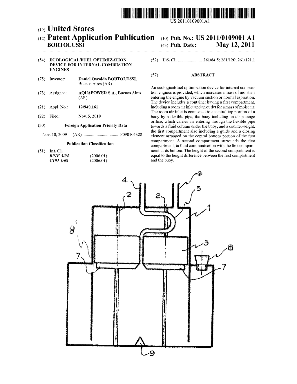 ECOLOGICAL/FUEL OPTIMIZATION DEVICE FOR INTERNAL COMBUSTION ENGINES - diagram, schematic, and image 01