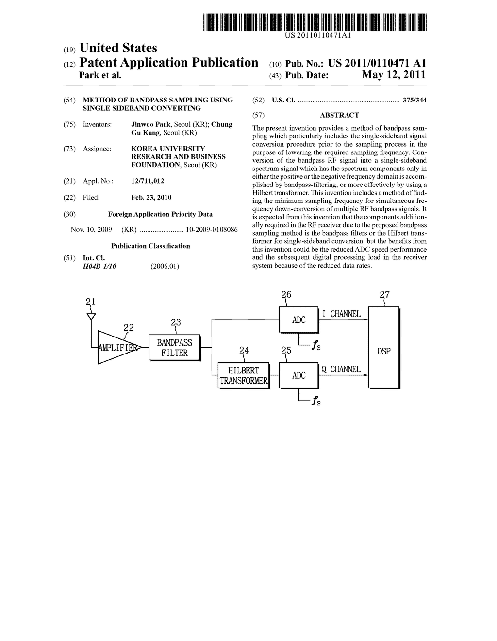 METHOD OF BANDPASS SAMPLING USING SINGLE SIDEBAND CONVERTING - diagram, schematic, and image 01