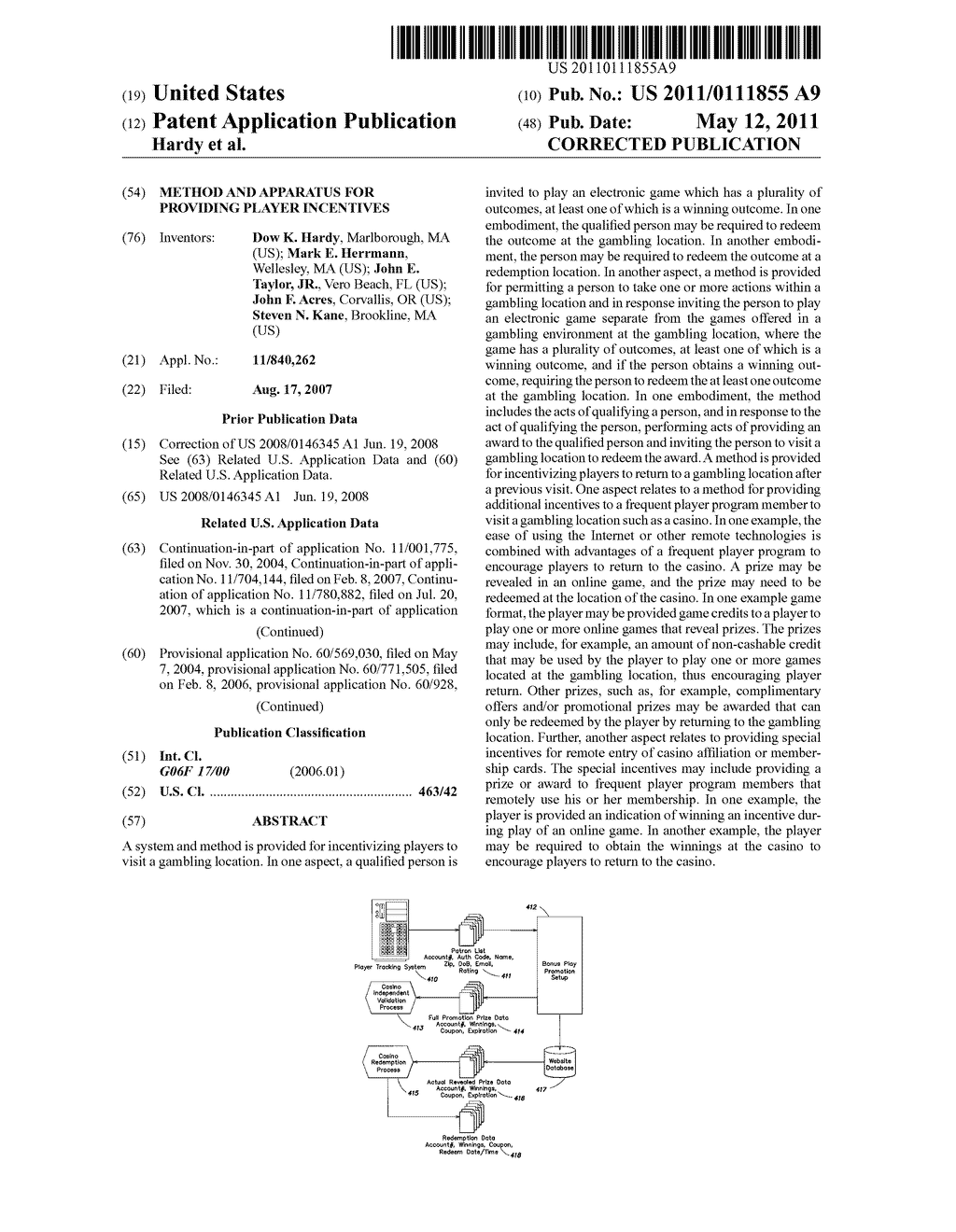 METHOD AND APPARATUS FOR PROVIDING PLAYER INCENTIVES - diagram, schematic, and image 01