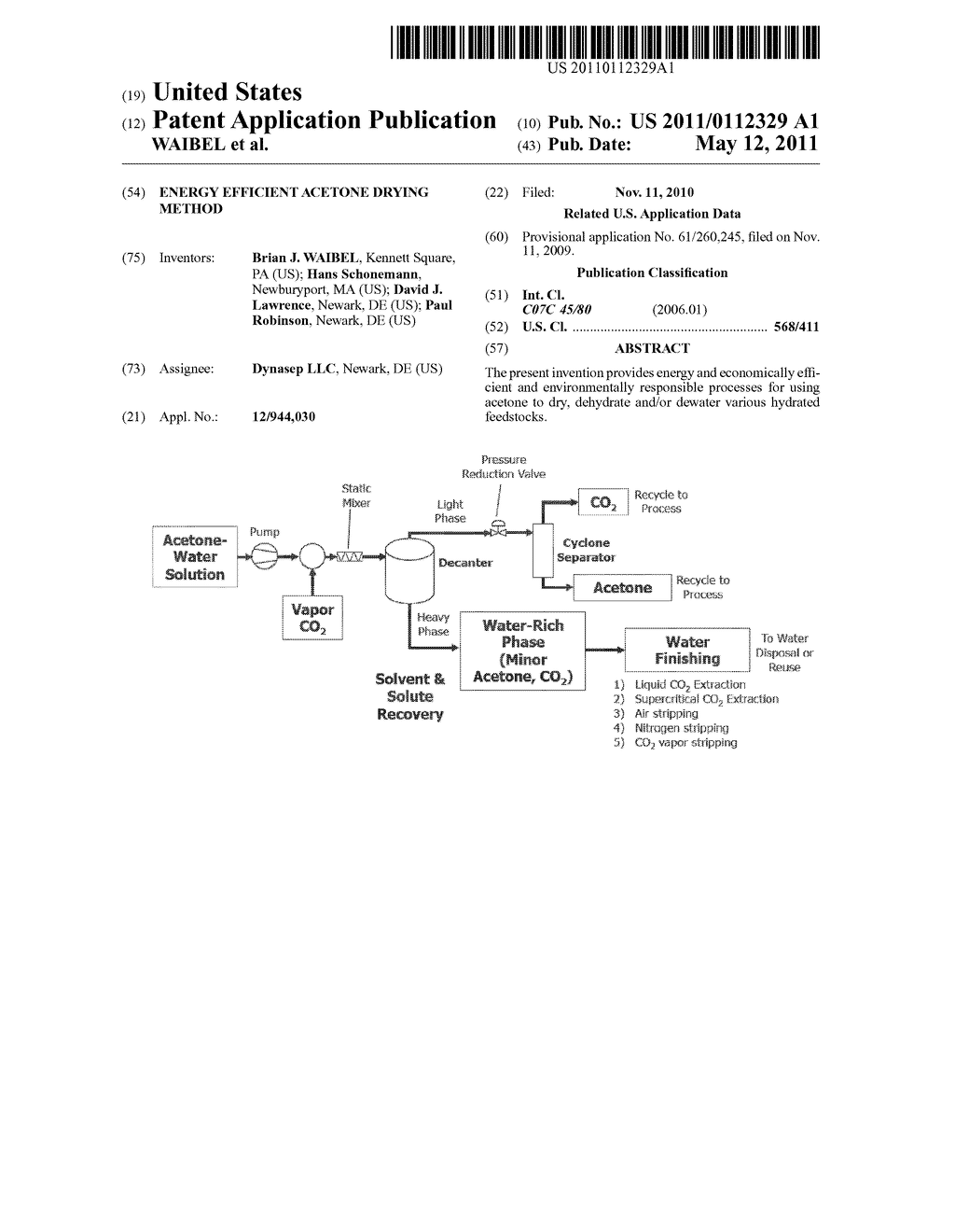 ENERGY EFFICIENT ACETONE DRYING METHOD - diagram, schematic, and image 01