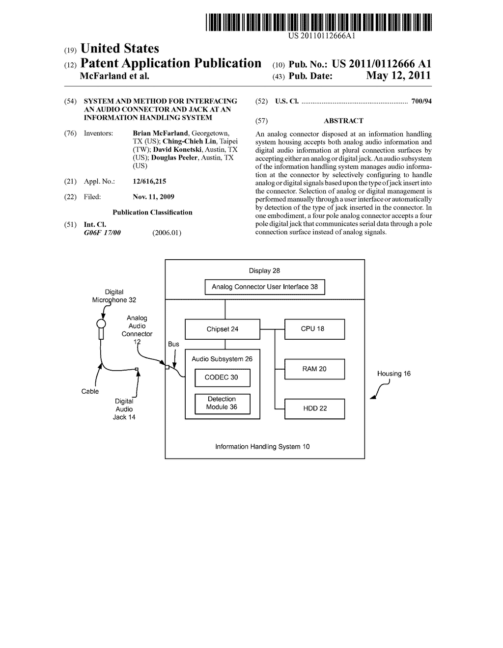 System and Method for Interfacing an Audio Connector and Jack at an Information Handling System - diagram, schematic, and image 01