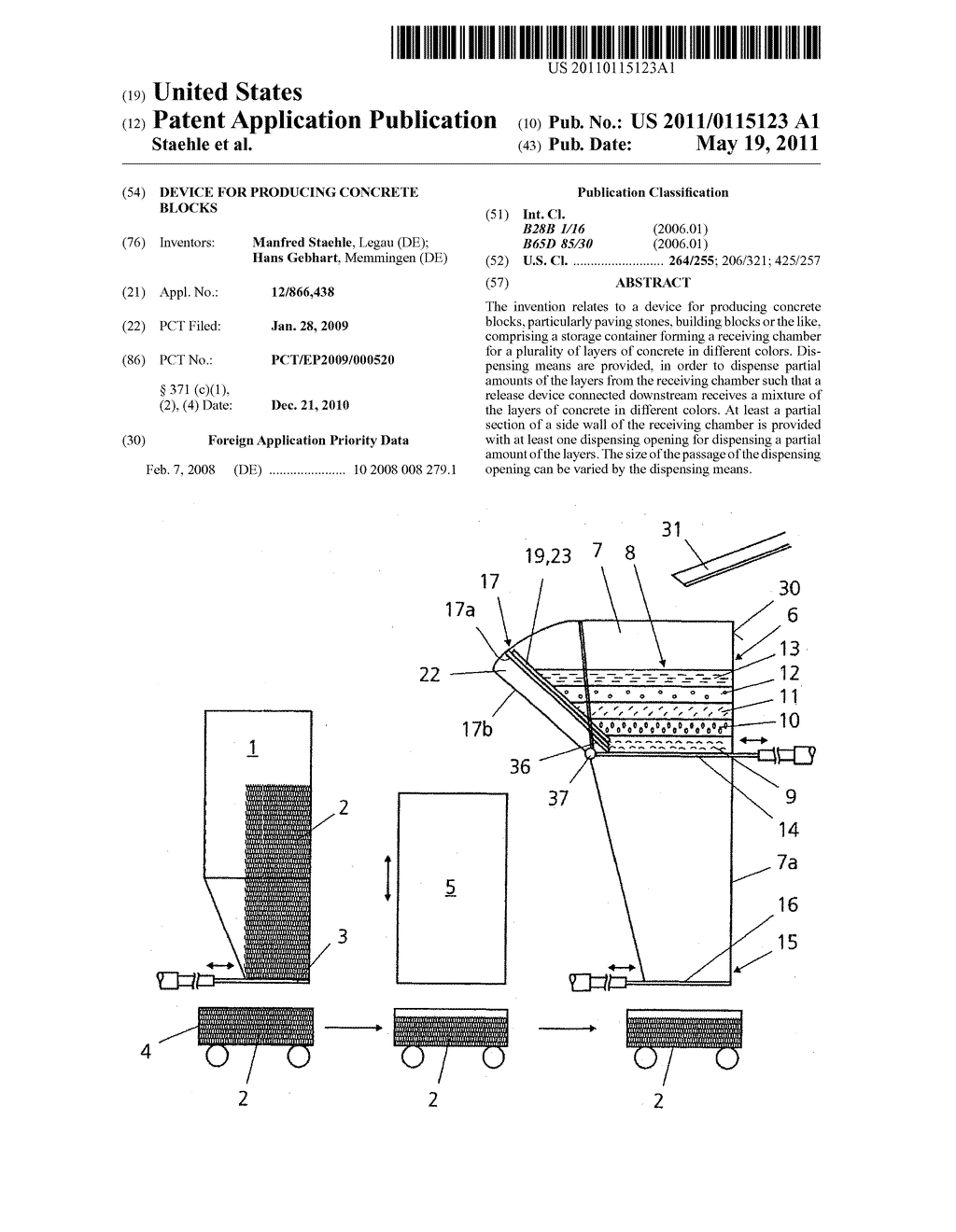 DEVICE FOR PRODUCING CONCRETE BLOCKS - diagram, schematic, and image 01