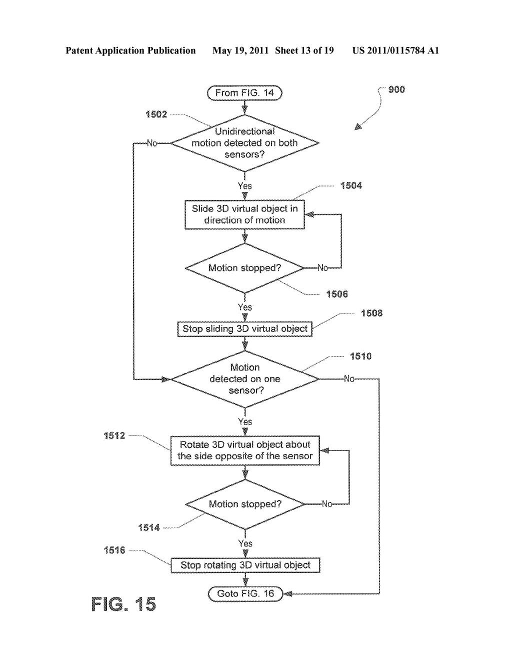 SYSTEM AND METHOD OF CONTROLLING THREE DIMENSIONAL VIRTUAL OBJECTS ON A PORTABLE COMPUTING DEVICE - diagram, schematic, and image 14