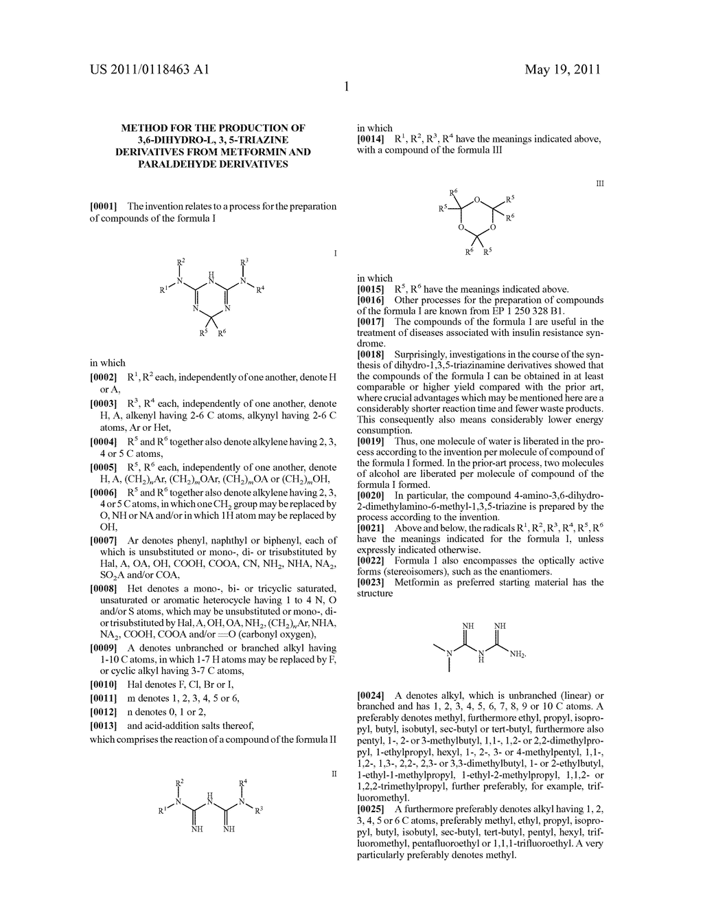 METHOD FOR THE PRODUCTION OF 3,6-DIHYDRO-L, 3, 5-TRIAZINE DERIVATIVES FROM METFORMIN AND PARALDEHYDE DERIVATIVES - diagram, schematic, and image 02