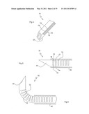 DEVICES FOR INTRODUCTION INTO A BODY VIA A SUBSTANTIALLY STRAIGHT CONDUIT TO FOR A PREDEFINED CURVED CONFIGURATION, AND METHODS EMPLOYING SUCH DEVICES diagram and image