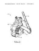 Portable gas powered internal combustion engine arrangement diagram and image