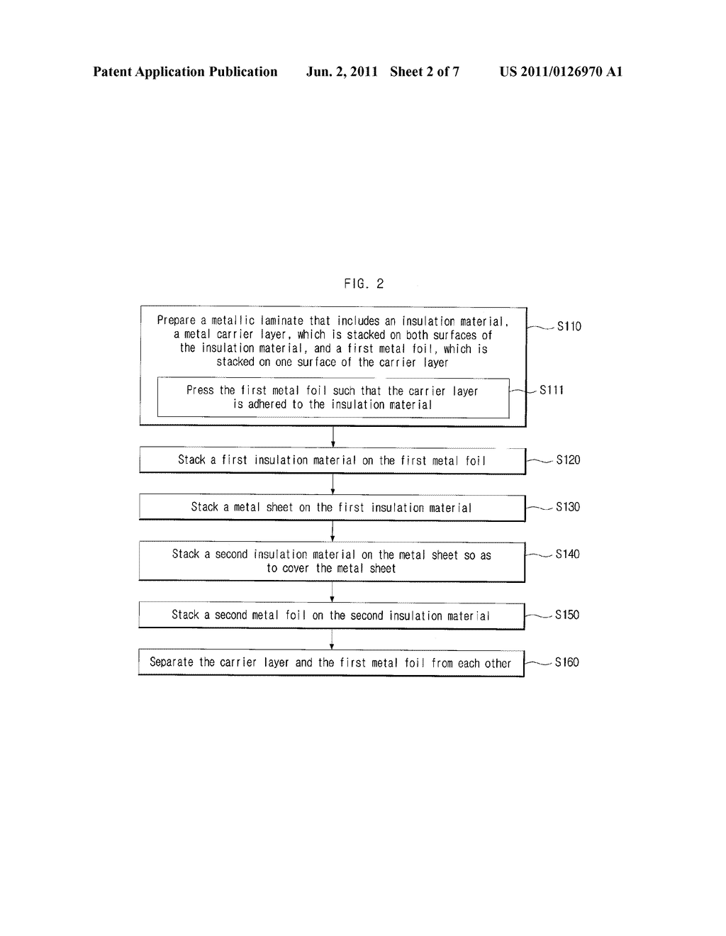 METALLIC LAMINATE AND MANUFACTURING METHOD OF CORE SUBSTRATE USING THE     SAME - diagram, schematic, and image 03