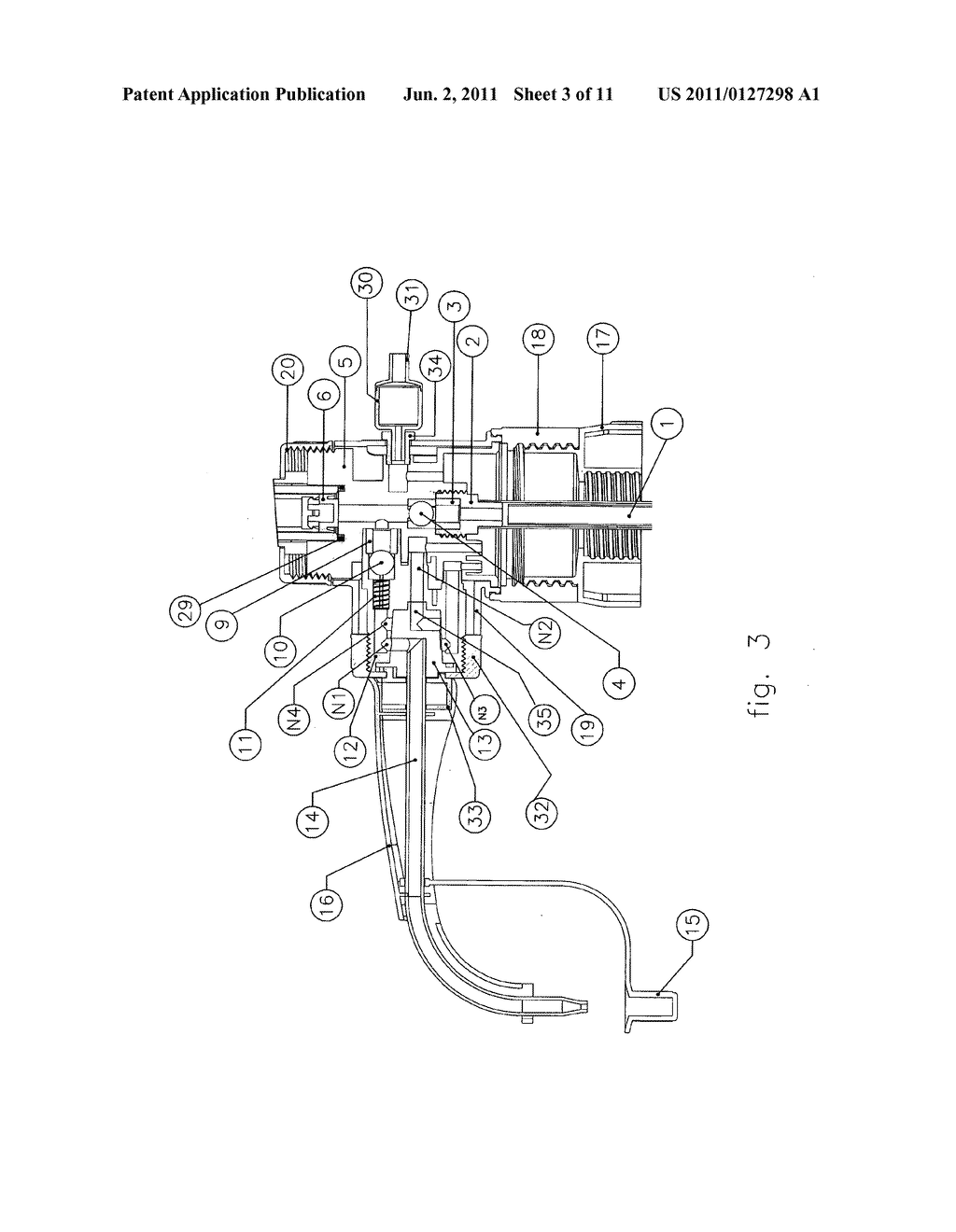 BOTTLE TOP DISPENSER WITH RECIRCULATING AND DRAINING MECHANISM - diagram, schematic, and image 04