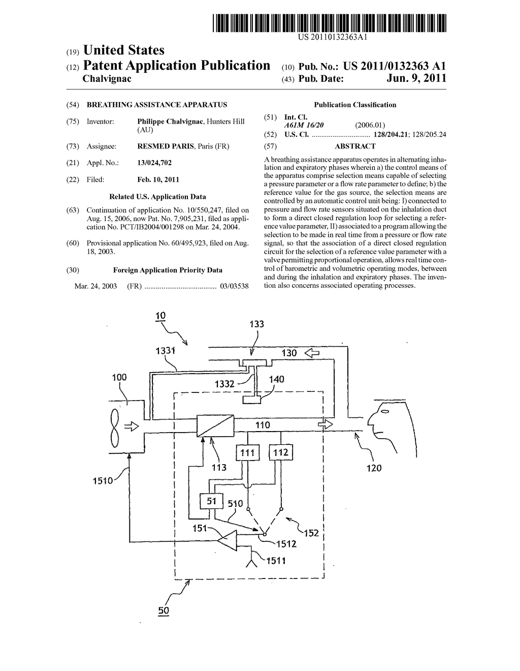 BREATHING ASSISTANCE APPARATUS - diagram, schematic, and image 01