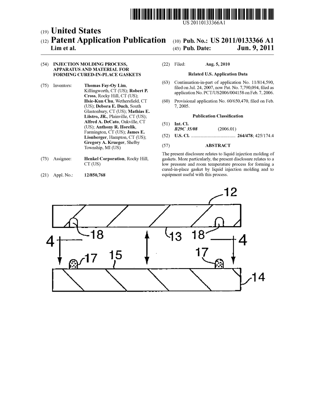 INJECTION MOLDING PROCESS, APPARATUS AND MATERIAL FOR FORMING     CURED-IN-PLACE GASKETS - diagram, schematic, and image 01