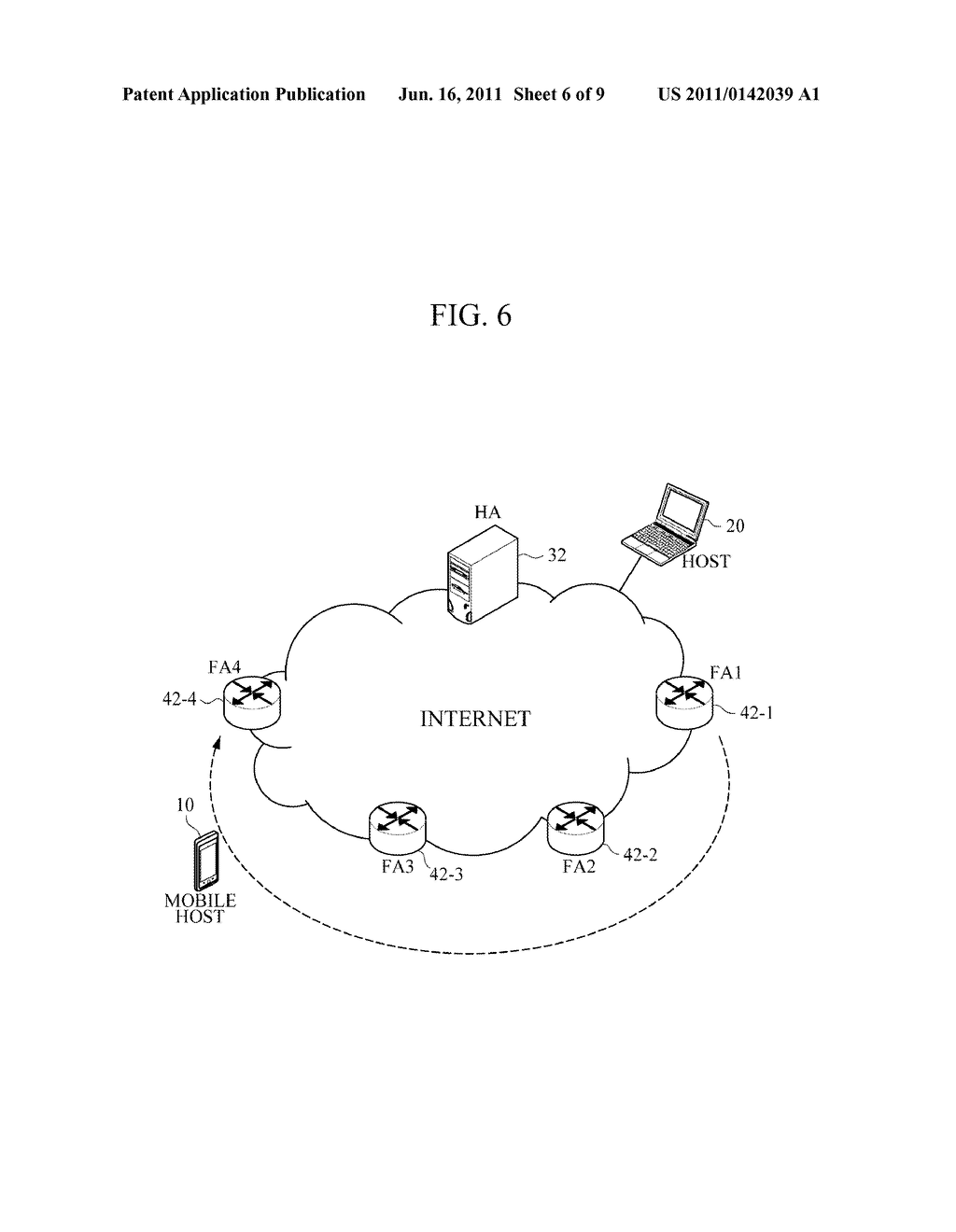 PACKET TRANSFER APPARATUS AND METHOD AND LOCATION MANAGEMENT APPARATUS AND     METHOD FOR ENSURING CONTINUITY OF PACKET DELIVERY - diagram, schematic, and image 07