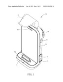 Mobile phone cradle with three-point retention of portable electronic     device installed in the cradle diagram and image