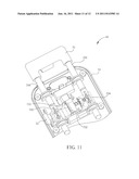 Mobile phone cradle with three-point retention of portable electronic     device installed in the cradle diagram and image