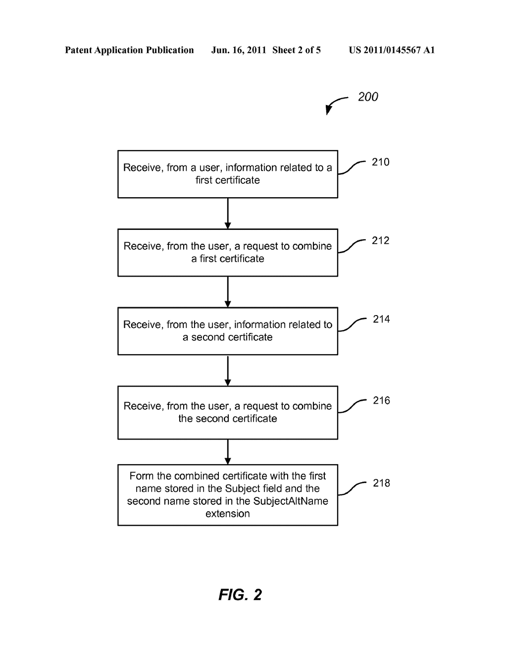 METHOD AND SYSTEM TO COMBINE MULTIPLE DIGITAL CERTIFICATES USING THE     SUBJECT ALTERNATIVE NAME EXTENSION - diagram, schematic, and image 03
