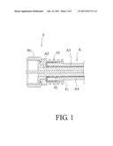 A COAXIAL CONNECTOR WITH A COMPRESSION RING BETWEEN A SLEEVE AND A SHEATH     OF THE COAXIAL CABLE diagram and image