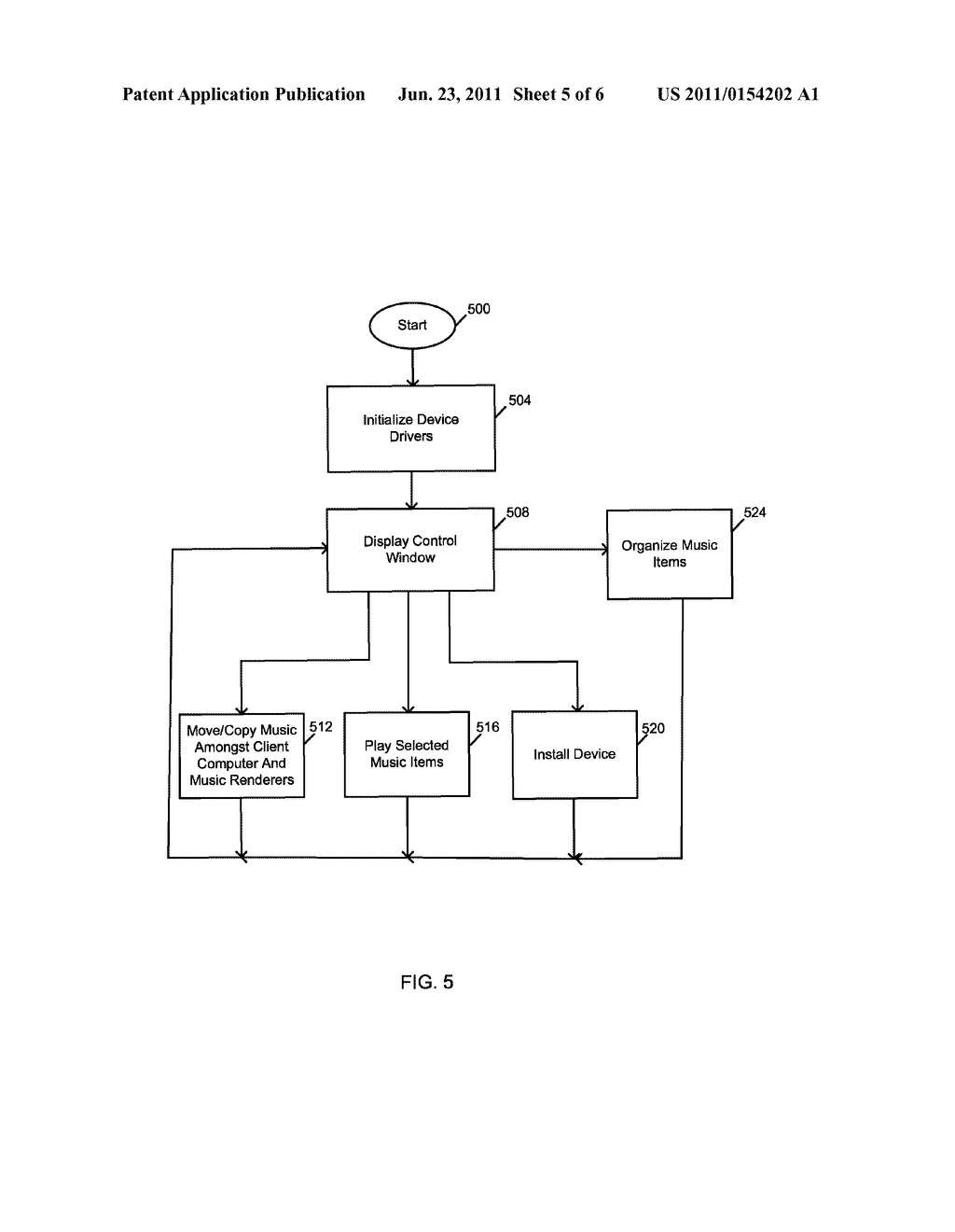 SYSTEM AND METHOD OF PROVIDING FOR THE CONTROL OF A MUSIC PLAYER TO A     DEVICE DRIVER - diagram, schematic, and image 06
