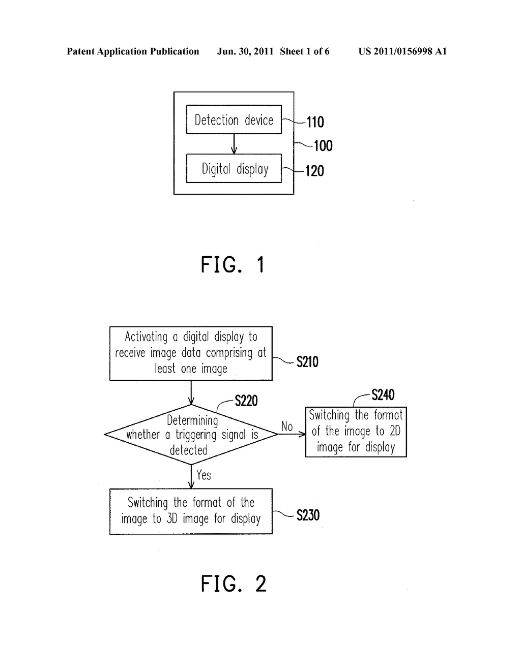 METHOD FOR SWITCHING TO DISPLAY THREE-DIMENSIONAL IMAGES AND DIGITAL     DISPLAY SYSTEM - diagram, schematic, and image 02