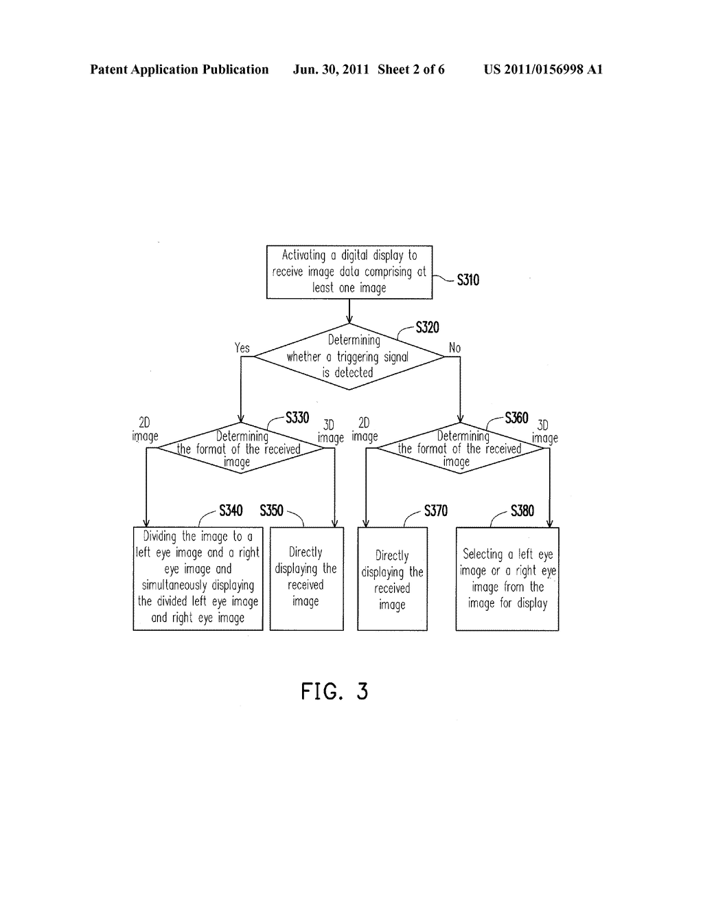 METHOD FOR SWITCHING TO DISPLAY THREE-DIMENSIONAL IMAGES AND DIGITAL     DISPLAY SYSTEM - diagram, schematic, and image 03