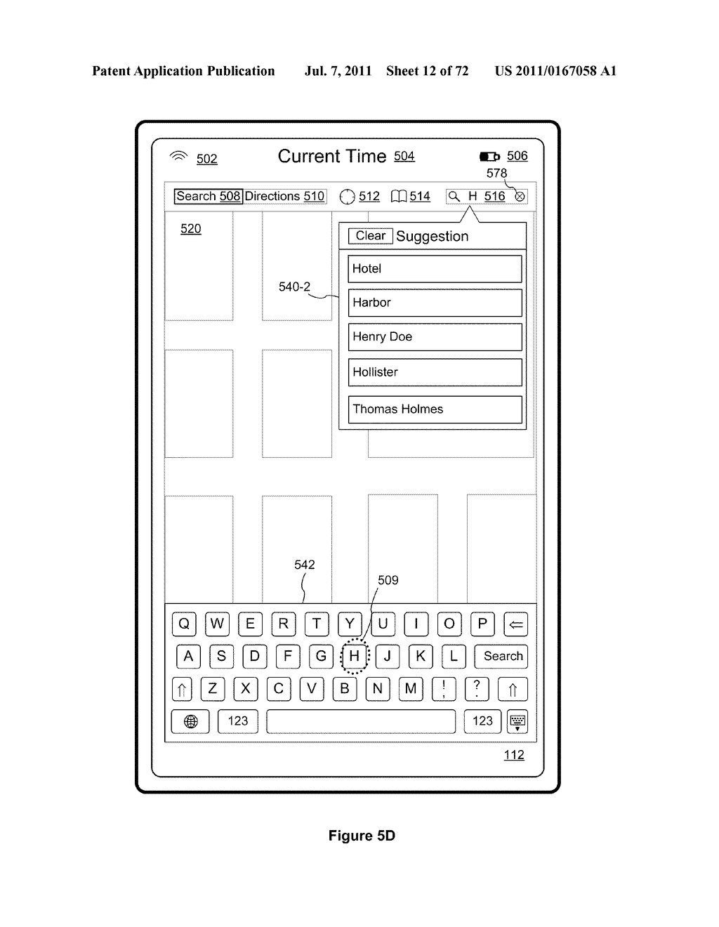 Device, Method, and Graphical User Interface for Mapping Directions     Between Search Results - diagram, schematic, and image 13