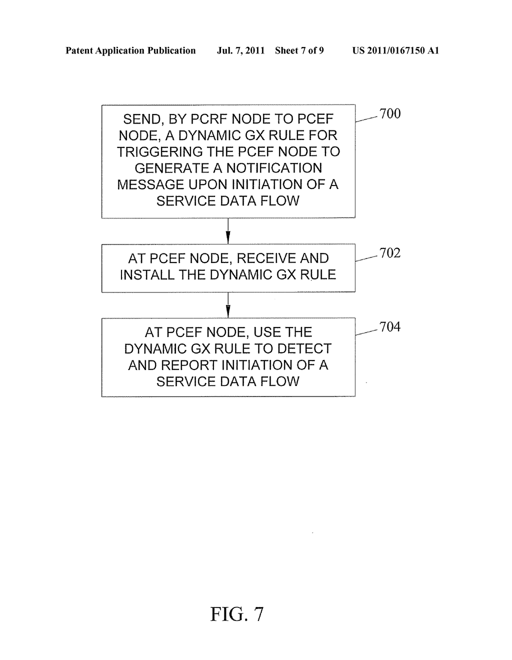 METHODS, SYSTEMS, AND COMPUTER READABLE MEDIA FOR DETECTING INITIATION OF     A SERVICE DATA FLOW USING A Gx RULE - diagram, schematic, and image 08