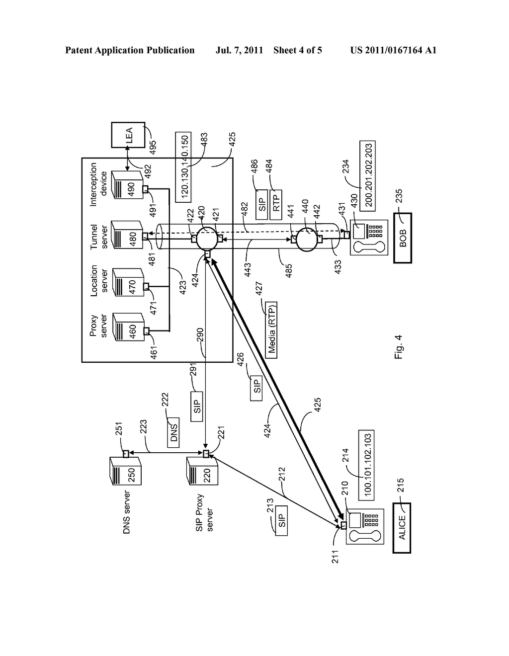 Method for Lawfully Intercepting Communication IP Packets Exchanged     Between Terminals - diagram, schematic, and image 05