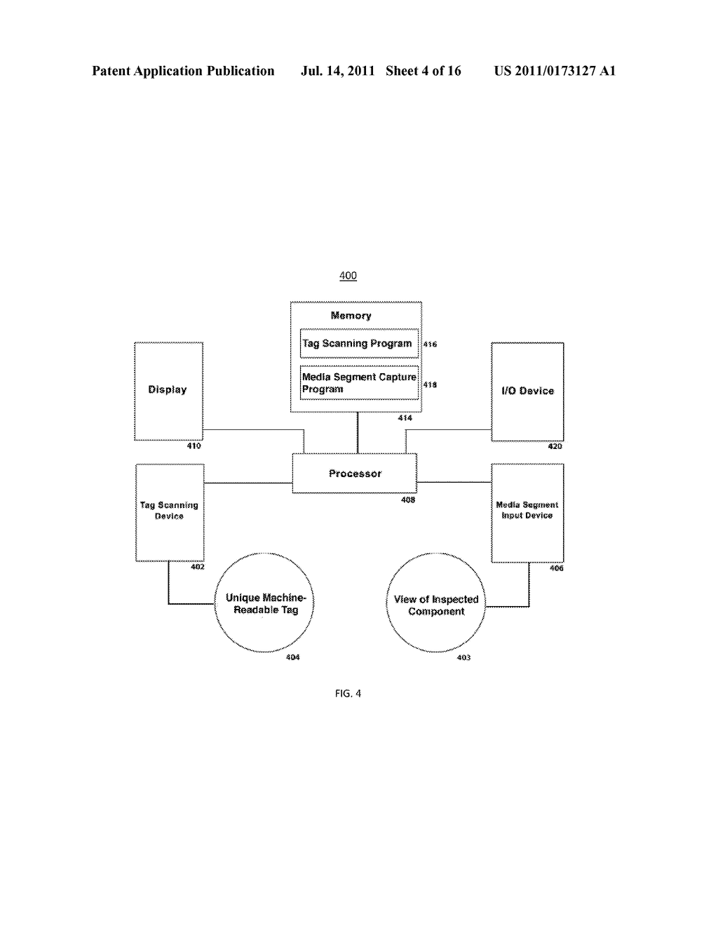SYSTEM AND METHOD USED FOR CONFIGURATION OF AN INSPECTION COMPLIANCE TOOL     WITH MACHINE READABLE TAGS AND THEIR ASSOCIATIONS TO INSPECTED COMPONENTS - diagram, schematic, and image 05