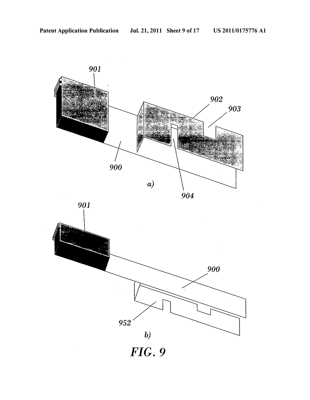 ANTENNA SET, PORTABLE WIRELESS DEVICE, AND USE OF A CONDUCTIVE ELEMENT FOR     TUNING THE GROUND-PLANE OF THE ANTENNA SET - diagram, schematic, and image 10