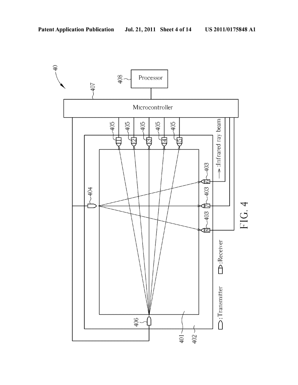 INFRARED RAY TOUCH PANEL DEVICE WITH HIGH EFFICIENCY - diagram, schematic, and image 05