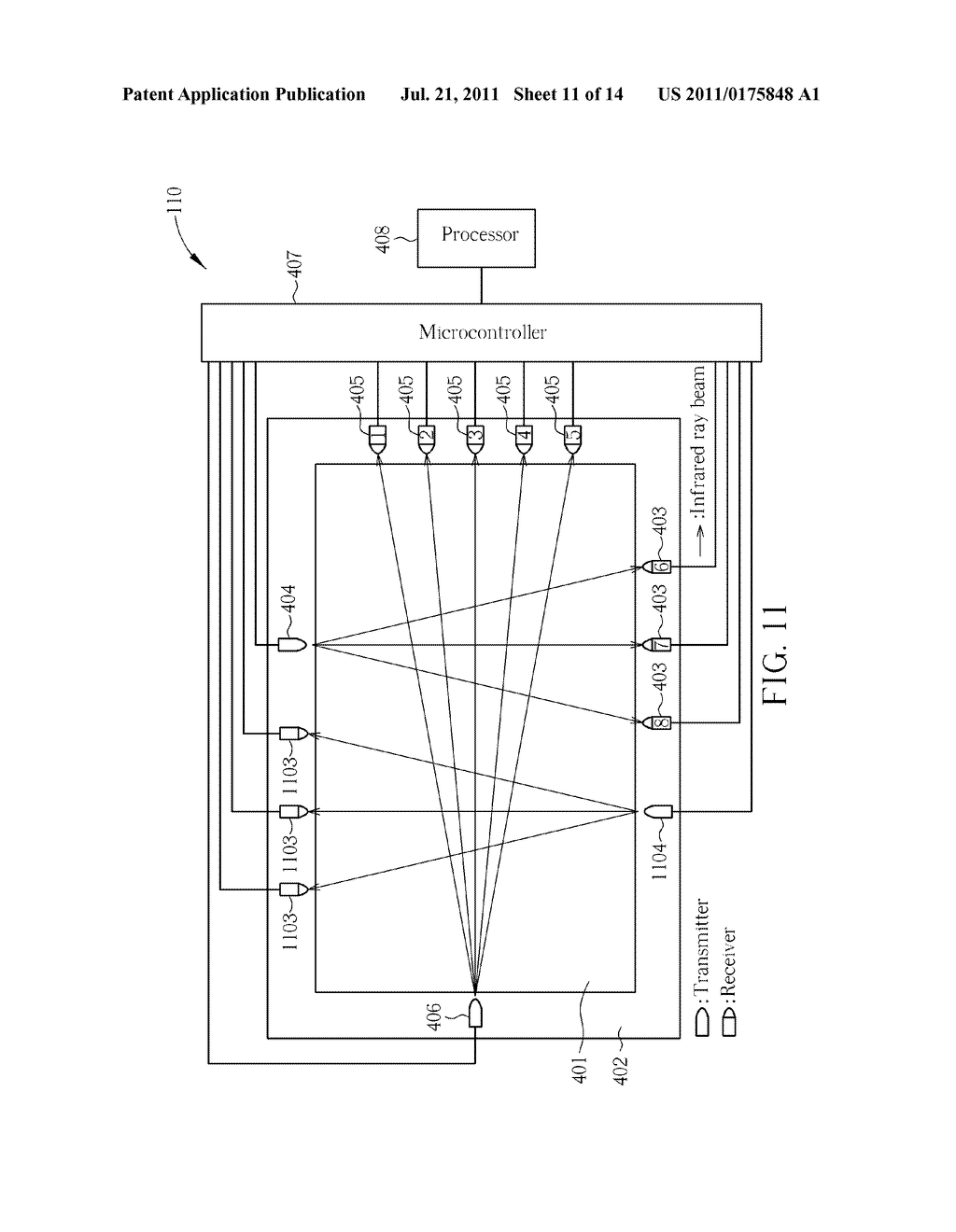 INFRARED RAY TOUCH PANEL DEVICE WITH HIGH EFFICIENCY - diagram, schematic, and image 12
