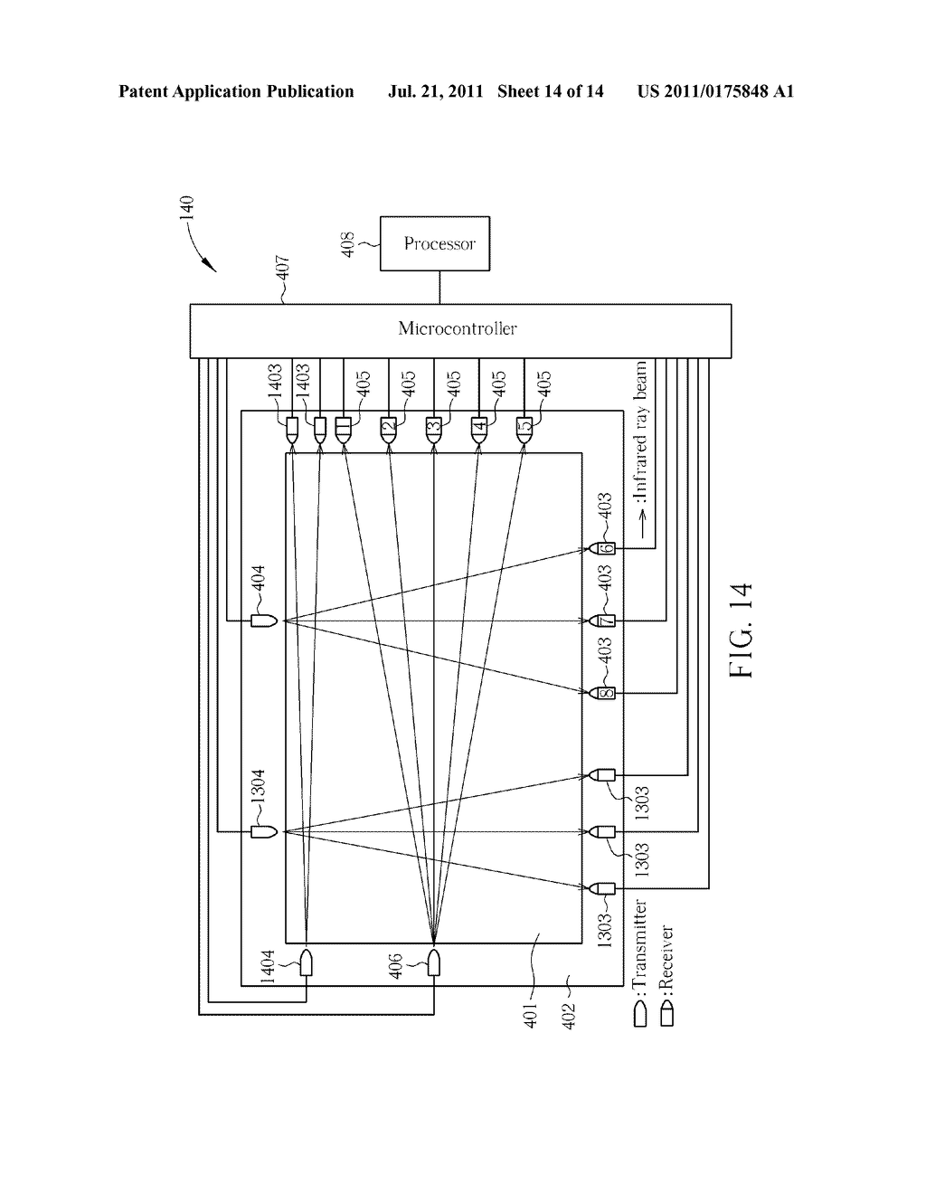 INFRARED RAY TOUCH PANEL DEVICE WITH HIGH EFFICIENCY - diagram, schematic, and image 15