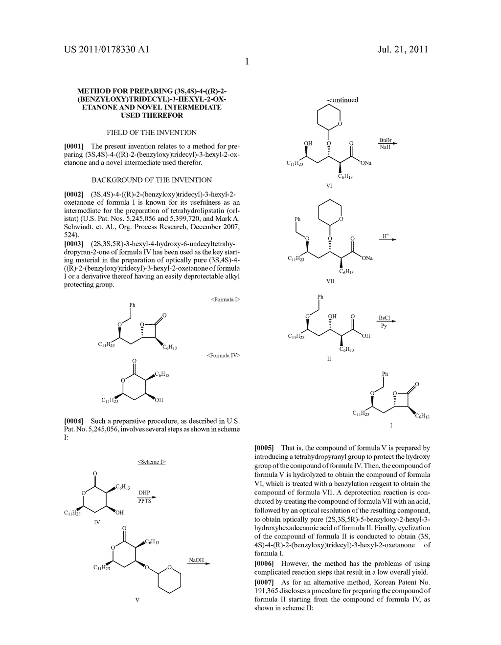 METHOD FOR PREPARING     (3S,4S)-4-((R)-2-(BENZYLOXY)TRIDECYL)-3-HEXYL-2-OXETANONE AND NOVEL     INTERMEDIATE USED THEREFOR - diagram, schematic, and image 02