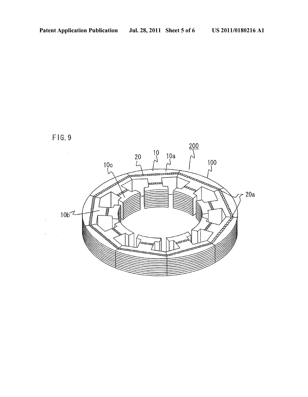LAMINATED CORE, METHOD AND APPARATUS FOR MANUFACTURING LAMINATED CORE, AND     STATOR - diagram, schematic, and image 06
