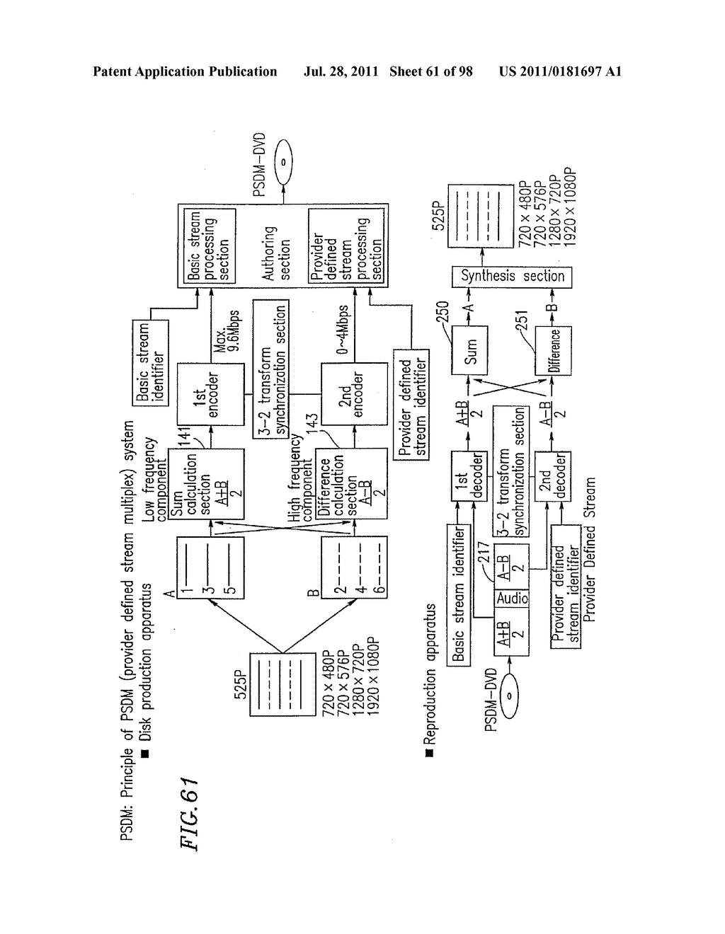 OPTICAL DISK FOR HIGH RESOLUTION AND THREE-DIMENSIONAL VIDEO RECORDING,     OPTICAL DISK REPRODUCTION APPARATUS AND OPTICAL DISK RECORDING APPARATUS - diagram, schematic, and image 62