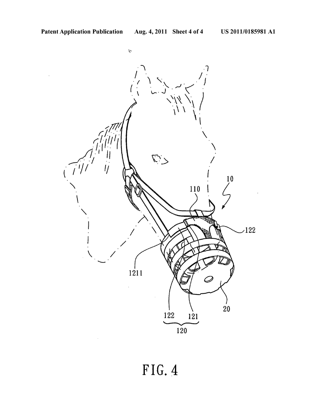 Radially adjustable horse grazing muzzle - diagram, schematic, and image 05