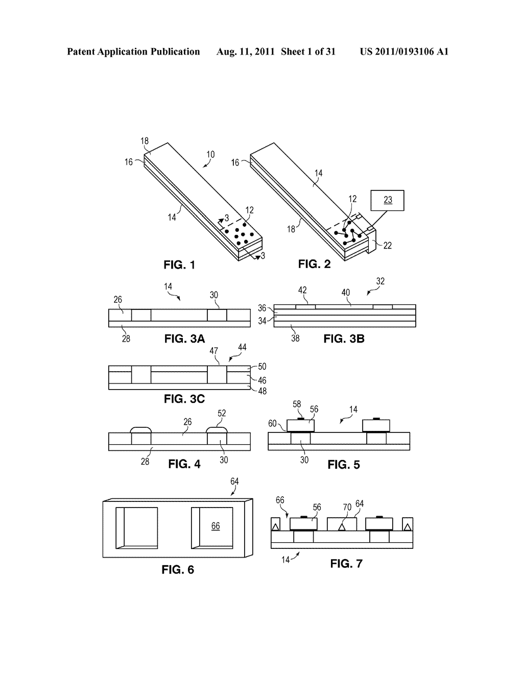 Solid State Light Sheet for General Illumination Having Metal     Interconnector Through Layer for Connecting Dies in Series - diagram, schematic, and image 02