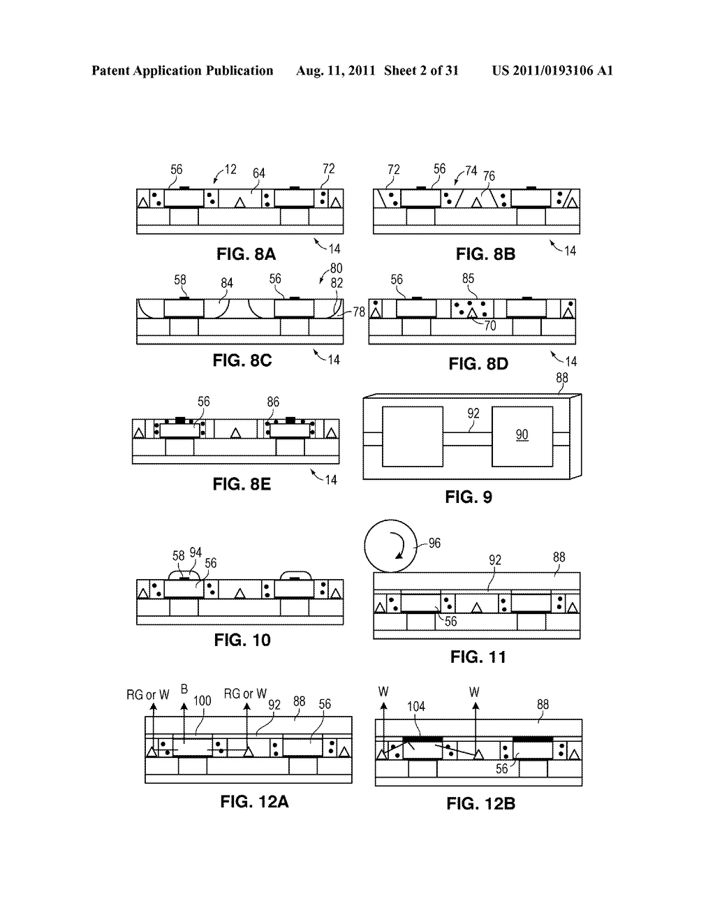 Solid State Light Sheet for General Illumination Having Metal     Interconnector Through Layer for Connecting Dies in Series - diagram, schematic, and image 03