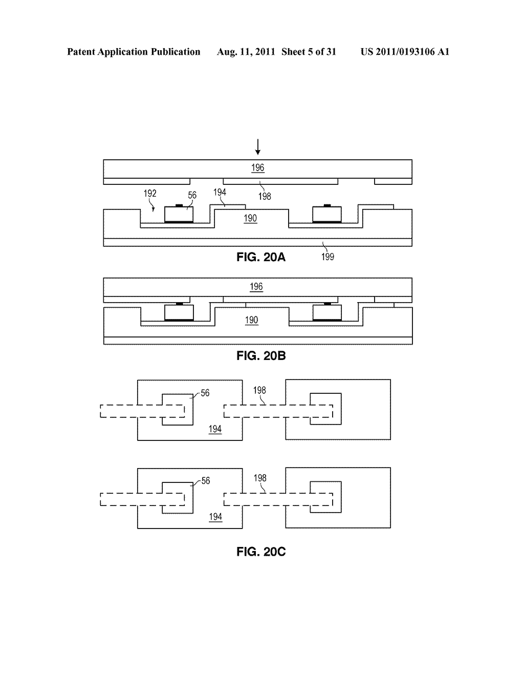 Solid State Light Sheet for General Illumination Having Metal     Interconnector Through Layer for Connecting Dies in Series - diagram, schematic, and image 06