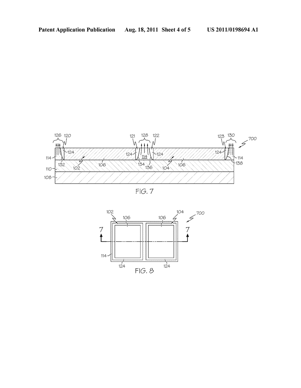 METHODS FOR FORMING BARRIER REGIONS WITHIN REGIONS OF INSULATING MATERIAL     RESULTING IN OUTGASSING PATHS FROM THE INSULATING MATERIAL AND RELATED     DEVICES - diagram, schematic, and image 05