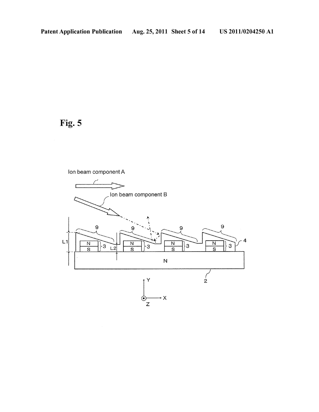 MAGNET FOR ION BEAM IRRADIATION APPARATUS EQUIPPED WITH PROTECTIVE MEMBER     THAT COVERS PLURALITY OF MAGNETIC FIELD CONCENTRATING MEMBERS - diagram, schematic, and image 06