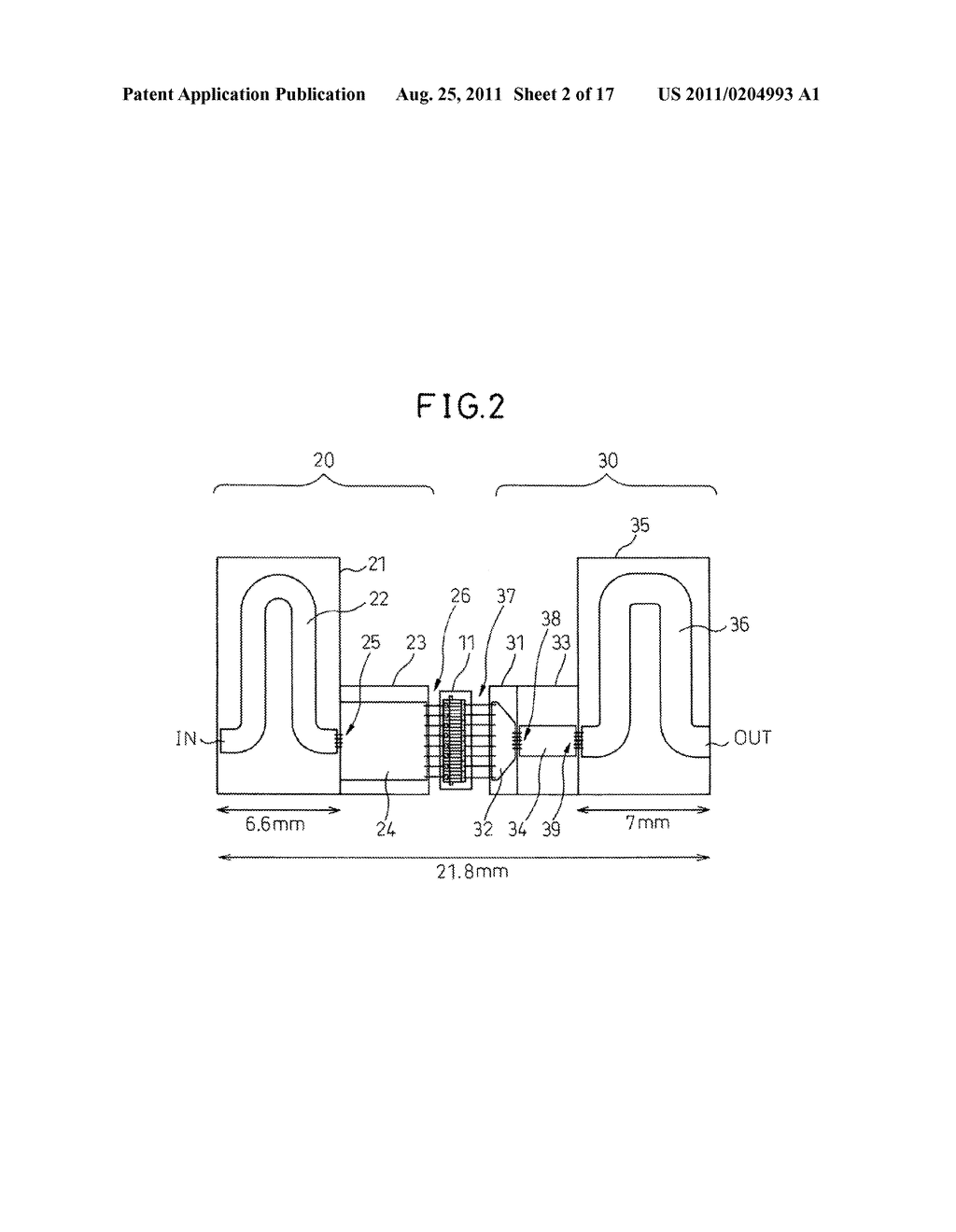 TRANSMISSION LINE, IMPEDANCE TRANSFORMER, INTEGRATED CIRCUIT MOUNTED     DEVICE, AND COMMUNICATION DEVICE MODULE - diagram, schematic, and image 03