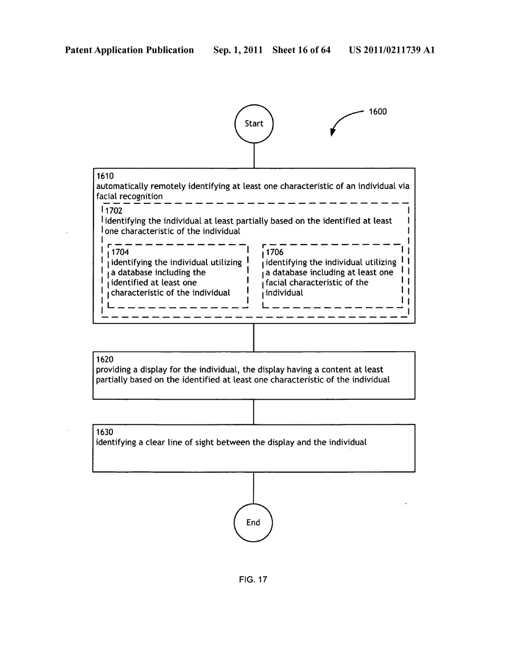 Identifying a characteristic of an individual utilizing facial recognition     and providing a display for the individual - diagram, schematic, and image 17
