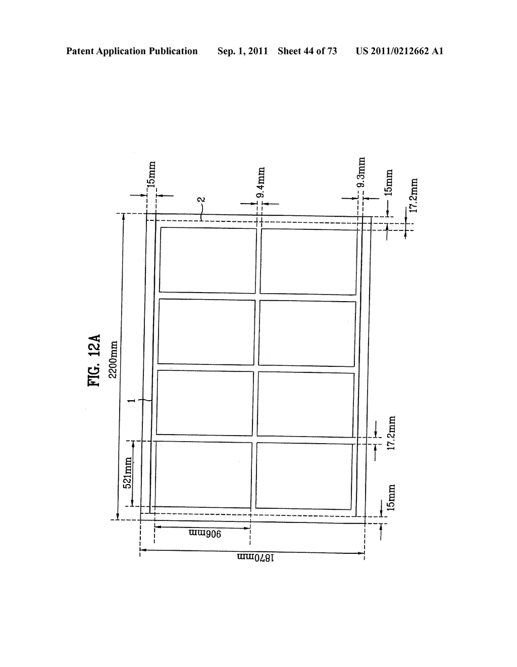 LAYOUT OF LIQUID CRYSTAL DISPLAY PANELS AND SIZE OF MOTHER SUBSTRATE - diagram, schematic, and image 45