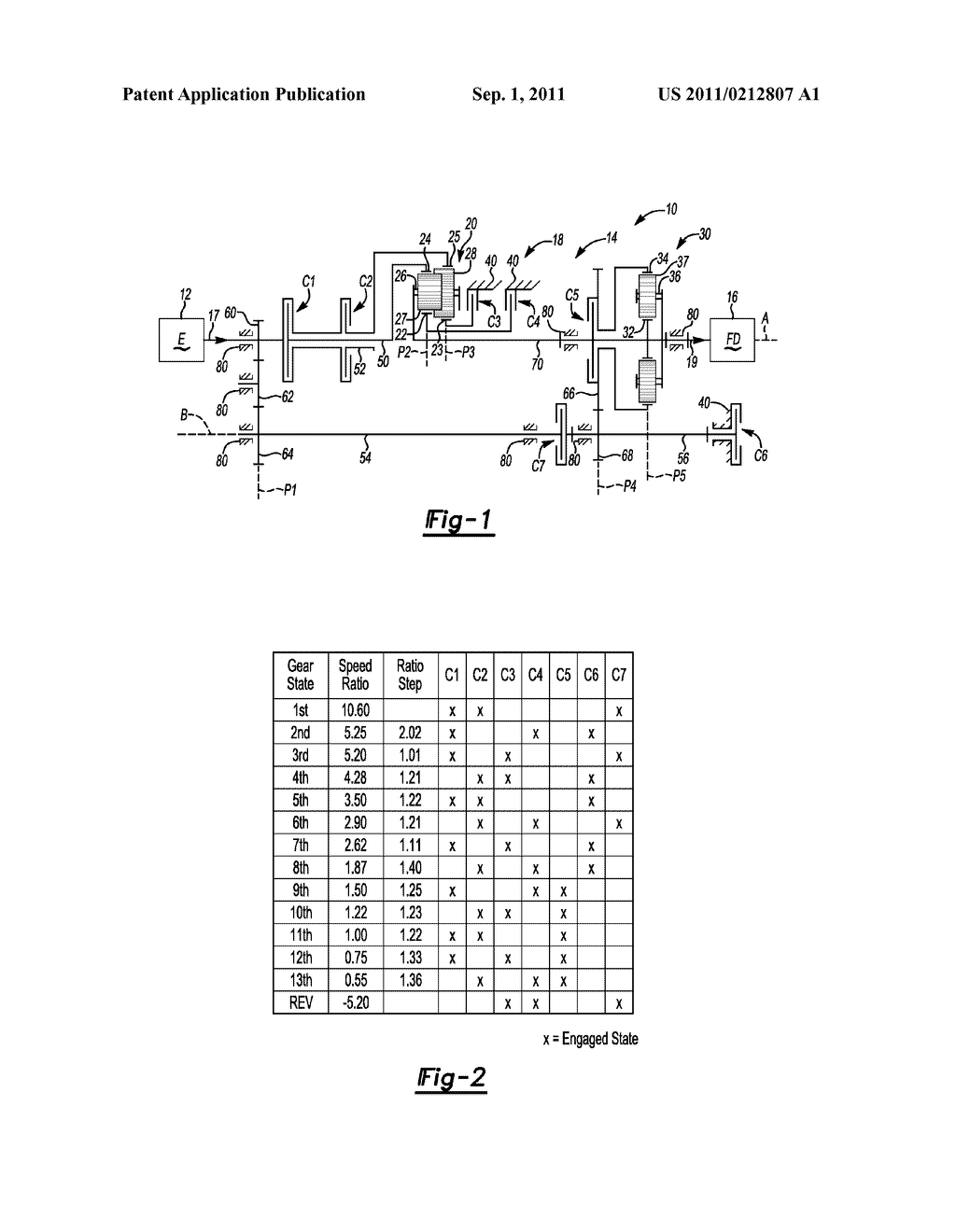 MULTI-SPEED TRANSMISSION WITH COMPOUND AND SIMPLE PLANETARY GEAR SETS AND     WITH LAYSHAFTS - diagram, schematic, and image 02