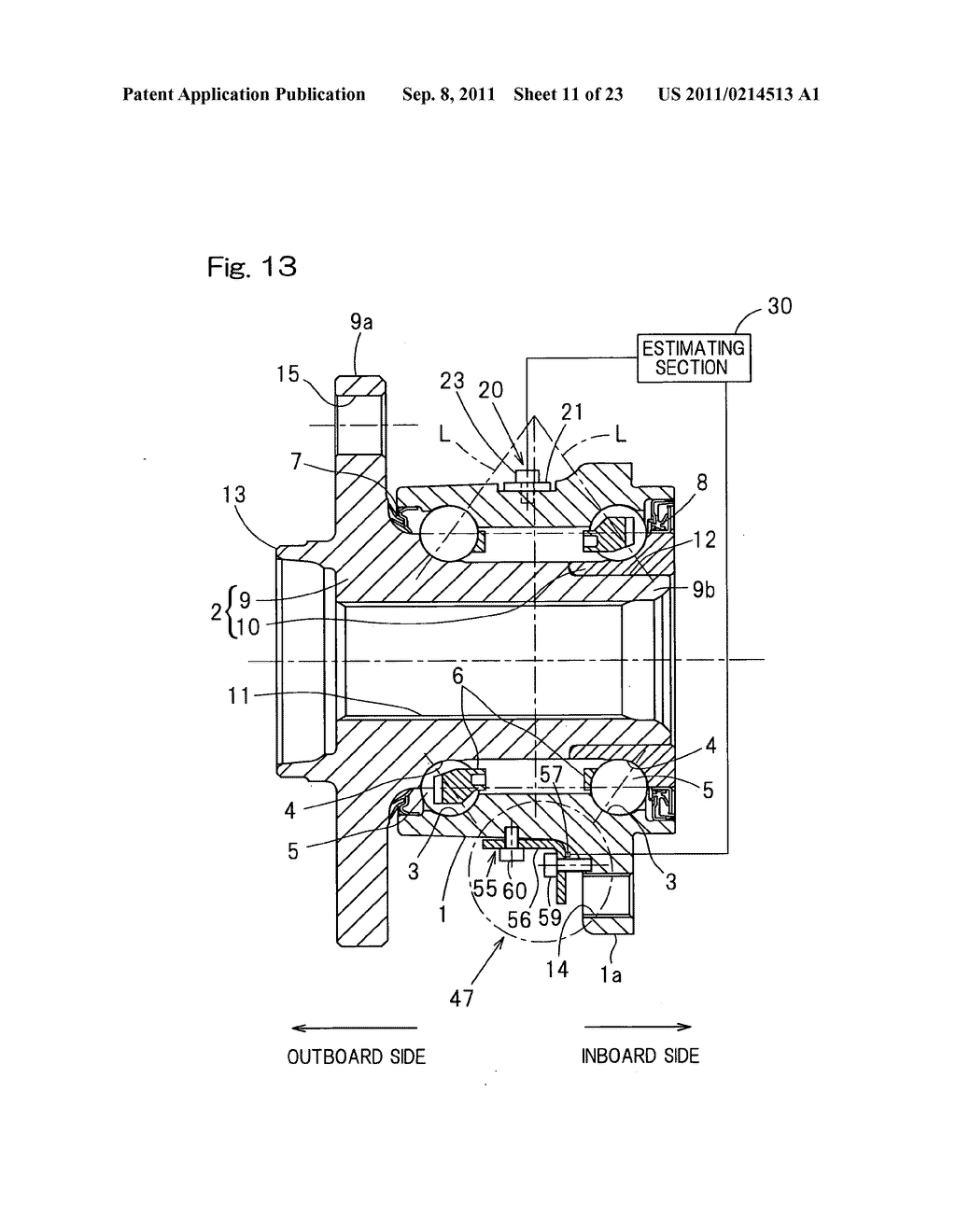 Sensor-equipped bearing for wheel - diagram, schematic, and image 12