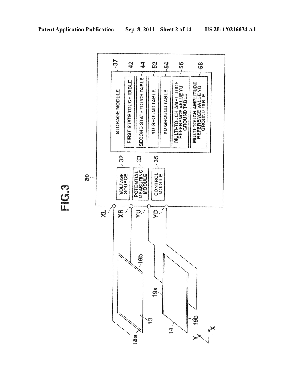 METHOD OF DETECTING CONTACT STATE OF RESISTIVE TOUCH PANEL DEVICE, TOUCH     PANEL DEVICE, AND DISPLAY DEVICE - diagram, schematic, and image 03