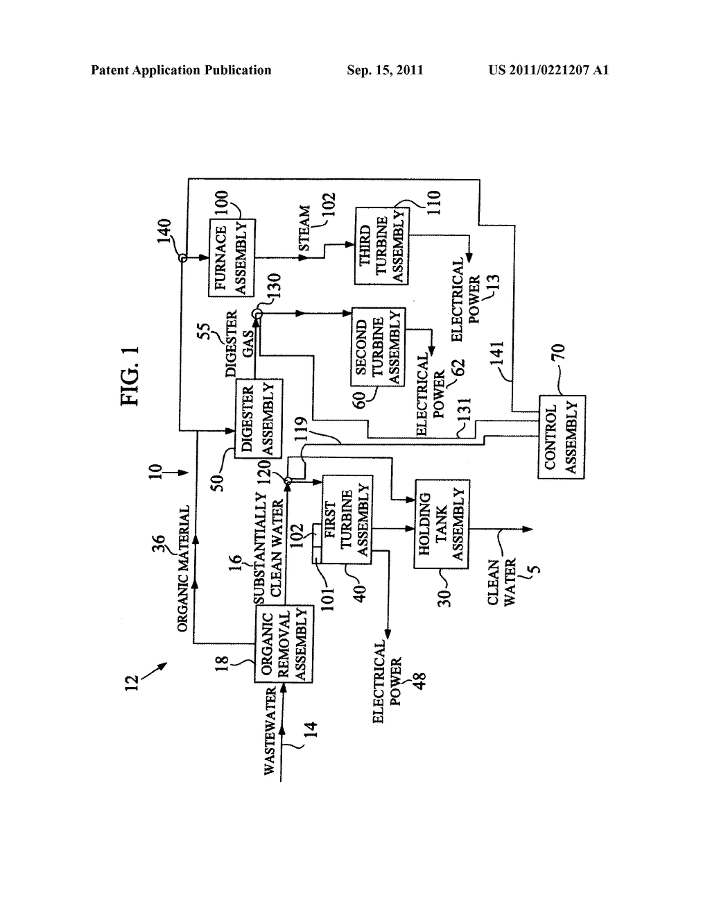 Municipal wastewater electrical power generation assembly and a method for     generating electrical power - diagram, schematic, and image 02