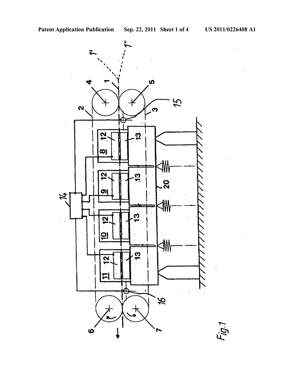 METHOD AND MACHINE FOR THE PRODUCTION OF A MATERIAL STRIP COMPRISING     MICROSTRUCTURES - diagram, schematic, and image 02